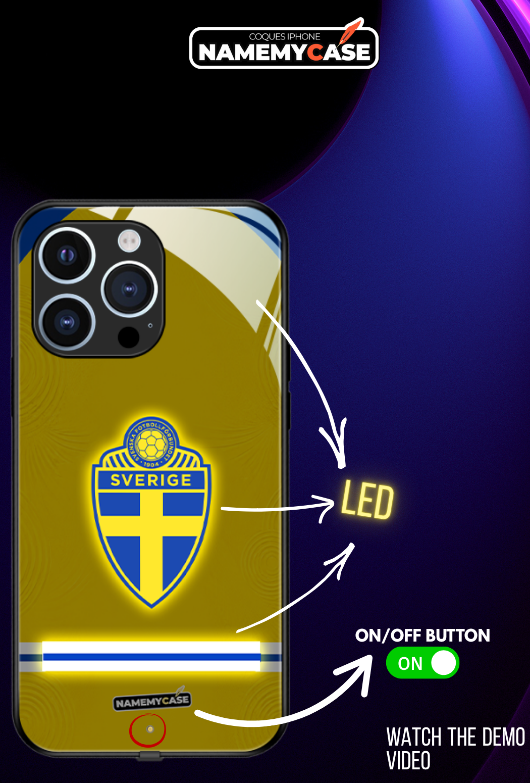 LED Light-Up iPhone Case - Sweden World Cup Jerseys