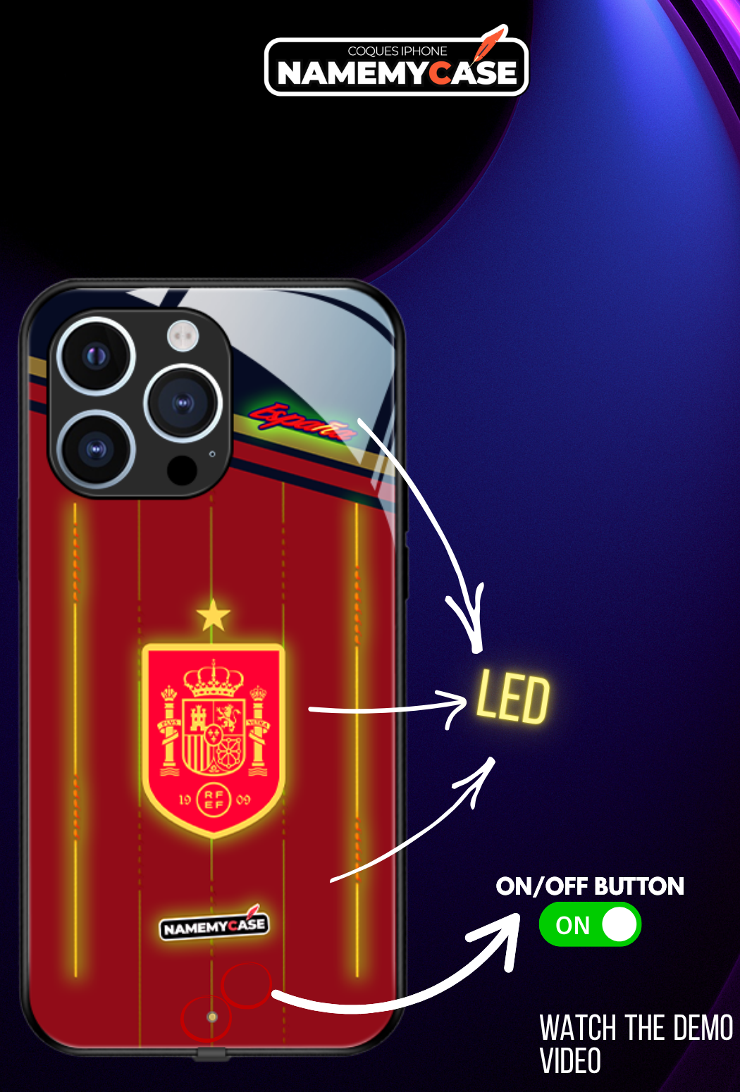 LED Light-Up iPhone Case - World Cup Jersey Spain