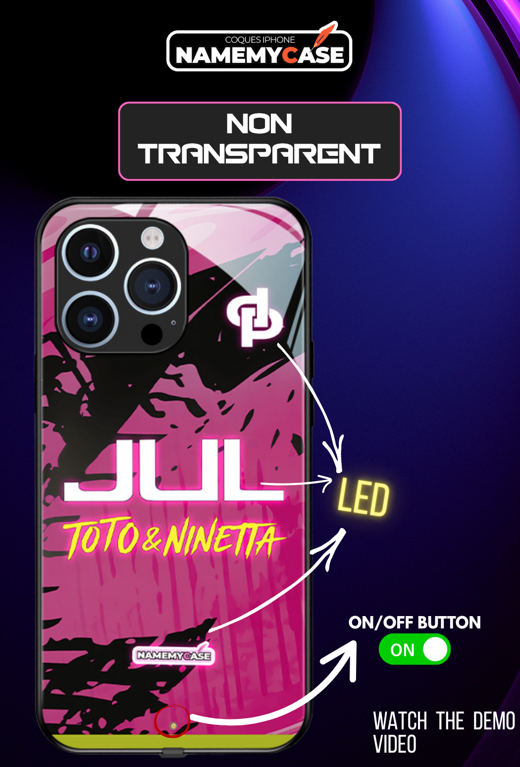 LED Light-Up iPhone Case- JUL Pink