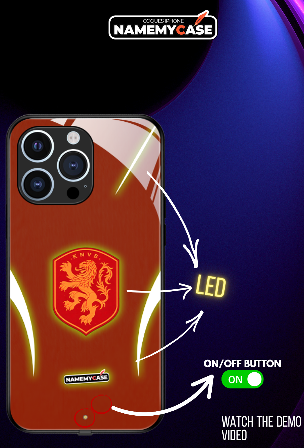 LED Light-Up iPhone Case - World Cup Jersey of the Netherlands