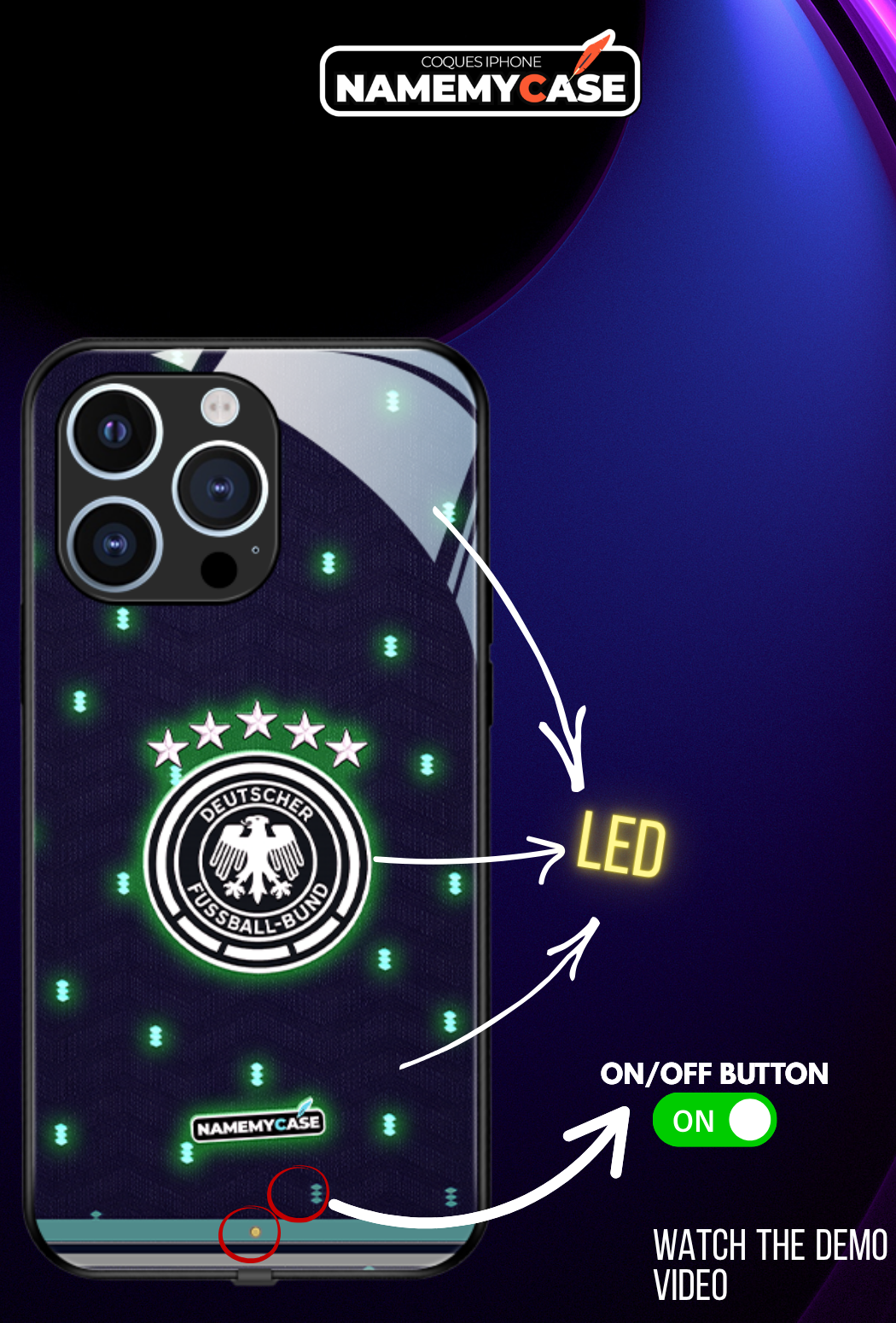 LED Light-Up iPhone Case - World Cup Jersey Germany