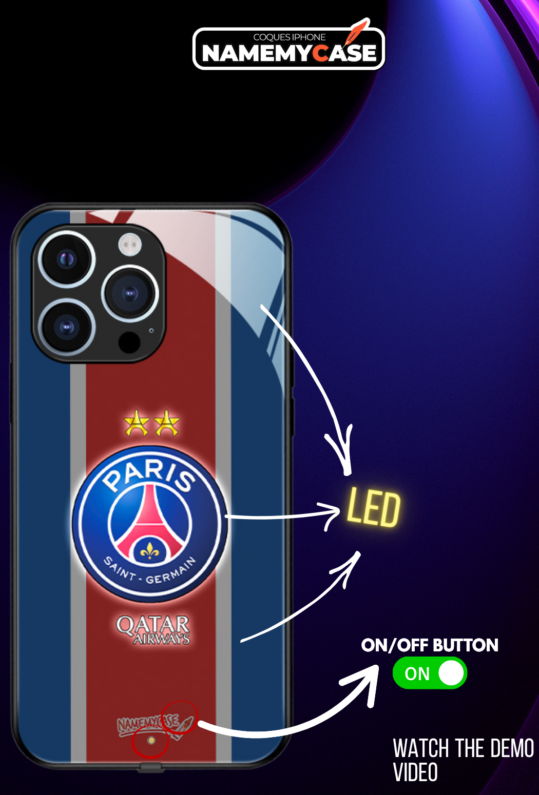 LED Light-Up iPhone Case - PSG Stadium